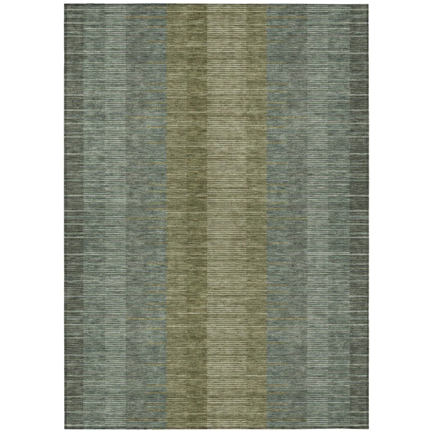 9' X 12' Olive Green And Green Striped Washable Indoor Outdoor Area Rug Homeroots Outdoor