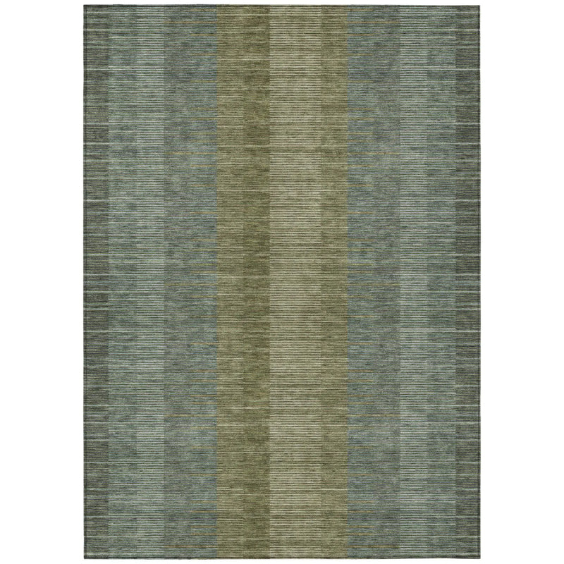 9' X 12' Olive Green And Green Striped Washable Indoor Outdoor Area Rug Homeroots Outdoor