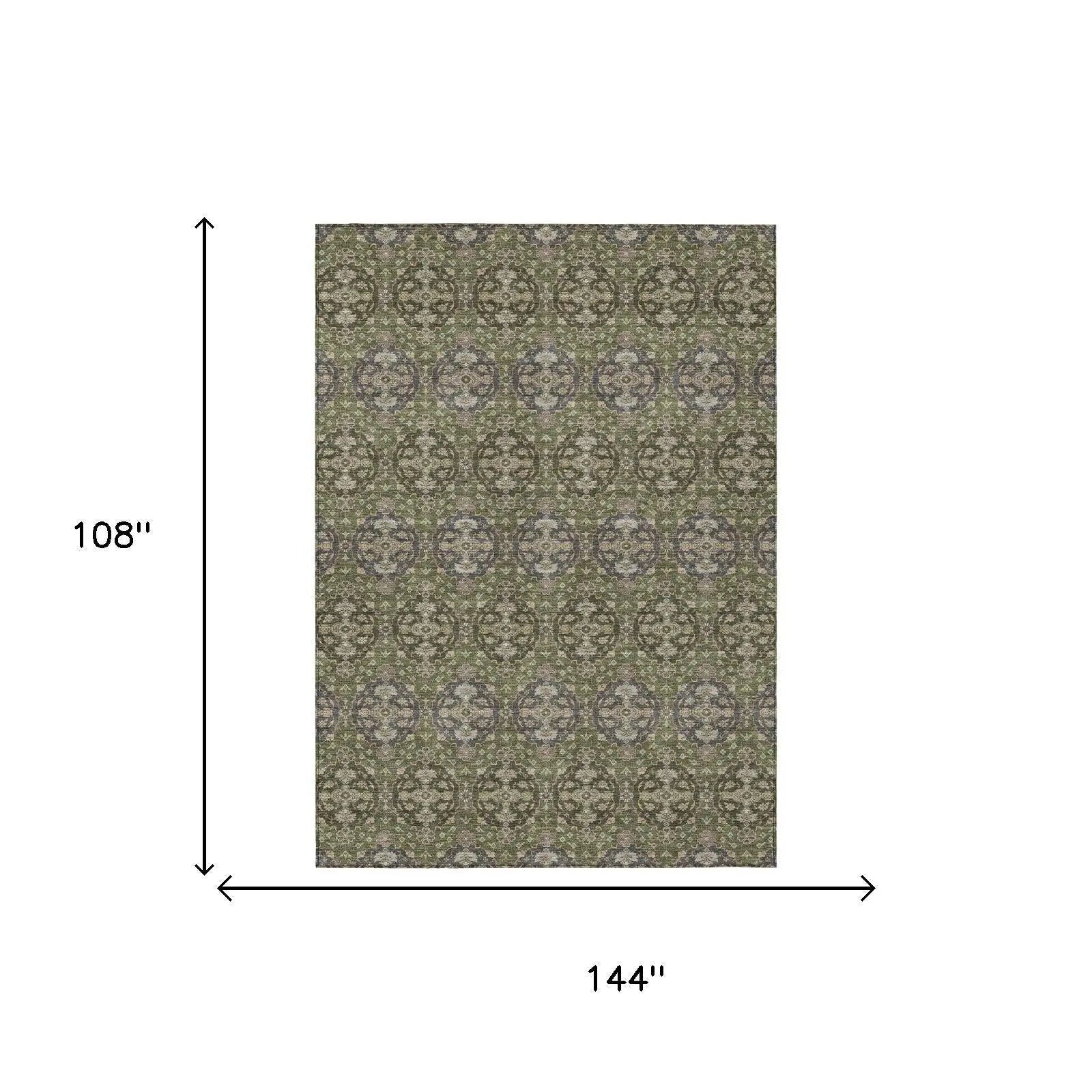 9' X 12' Olive Green And Green Striped Washable Indoor Outdoor Area Rug Homeroots Outdoor