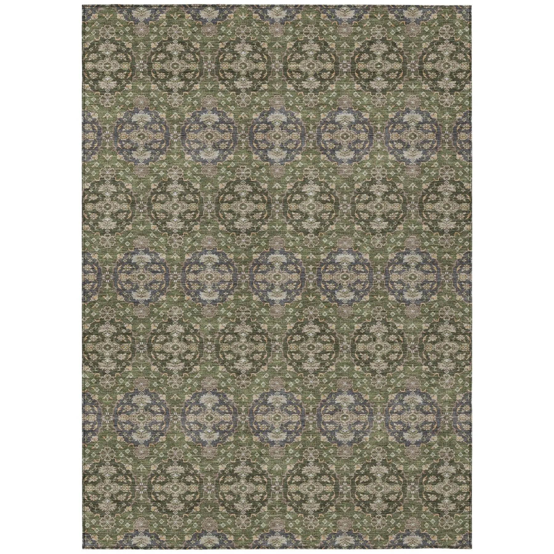 9' X 12' Olive Green And Green Striped Washable Indoor Outdoor Area Rug Homeroots Outdoor