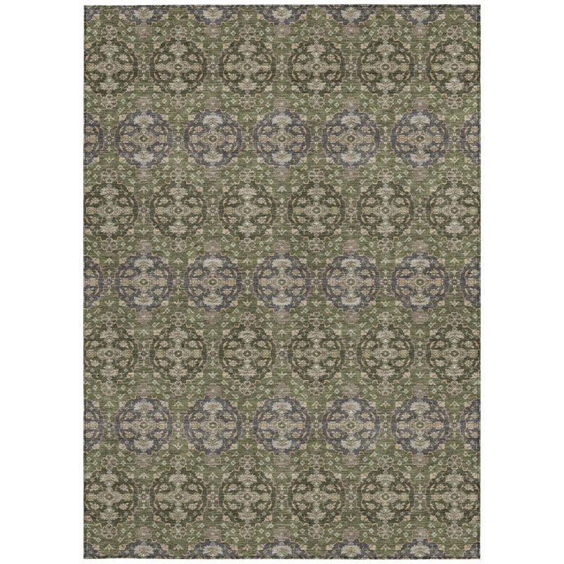 9' X 12' Olive Green And Green Striped Washable Indoor Outdoor Area Rug Homeroots Outdoor