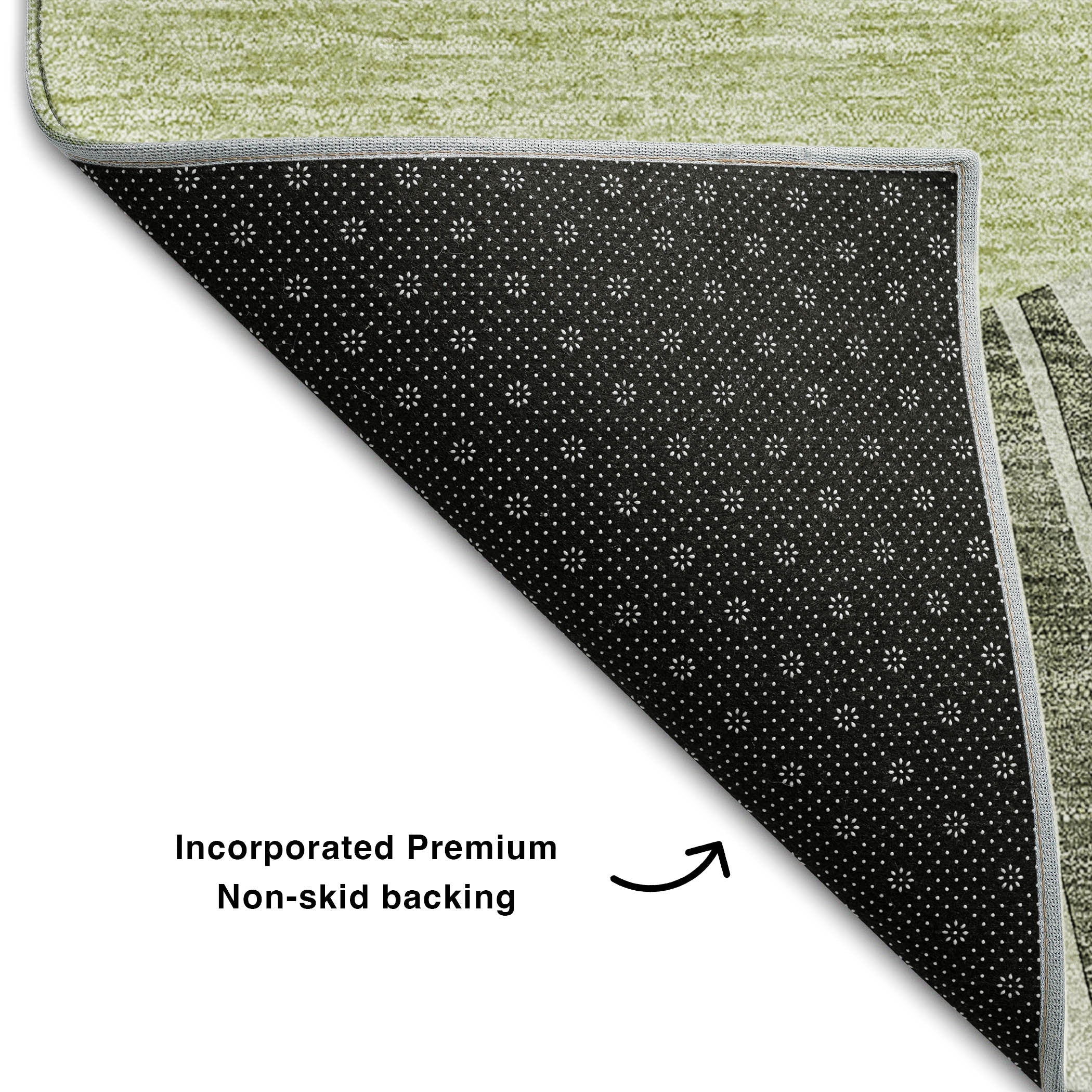 9' X 12' Olive Green And Ivory Abstract Washable Area Rug With UV Protection Homeroots Home Decor