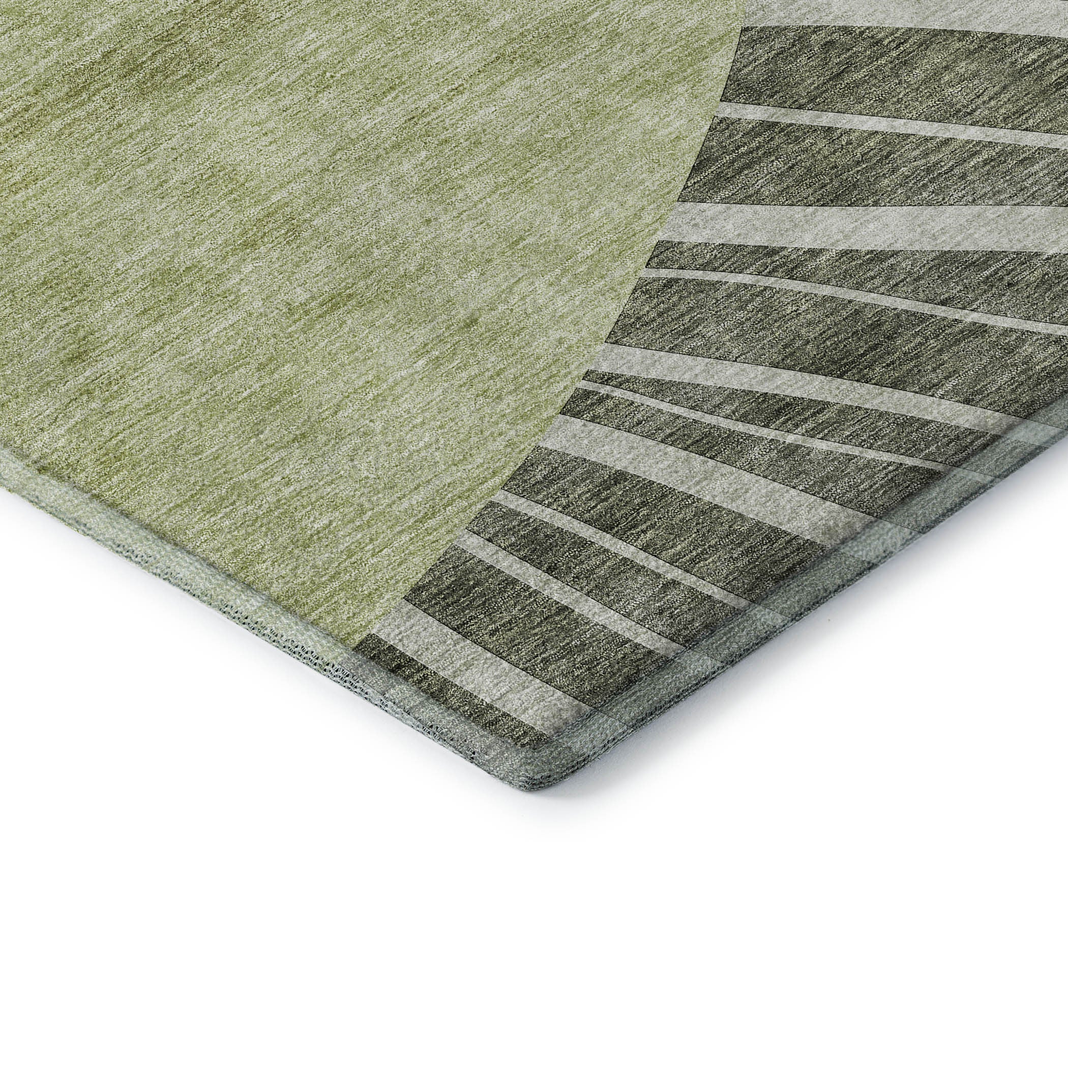 9' X 12' Olive Green And Ivory Abstract Washable Area Rug With UV Protection Homeroots Home Decor