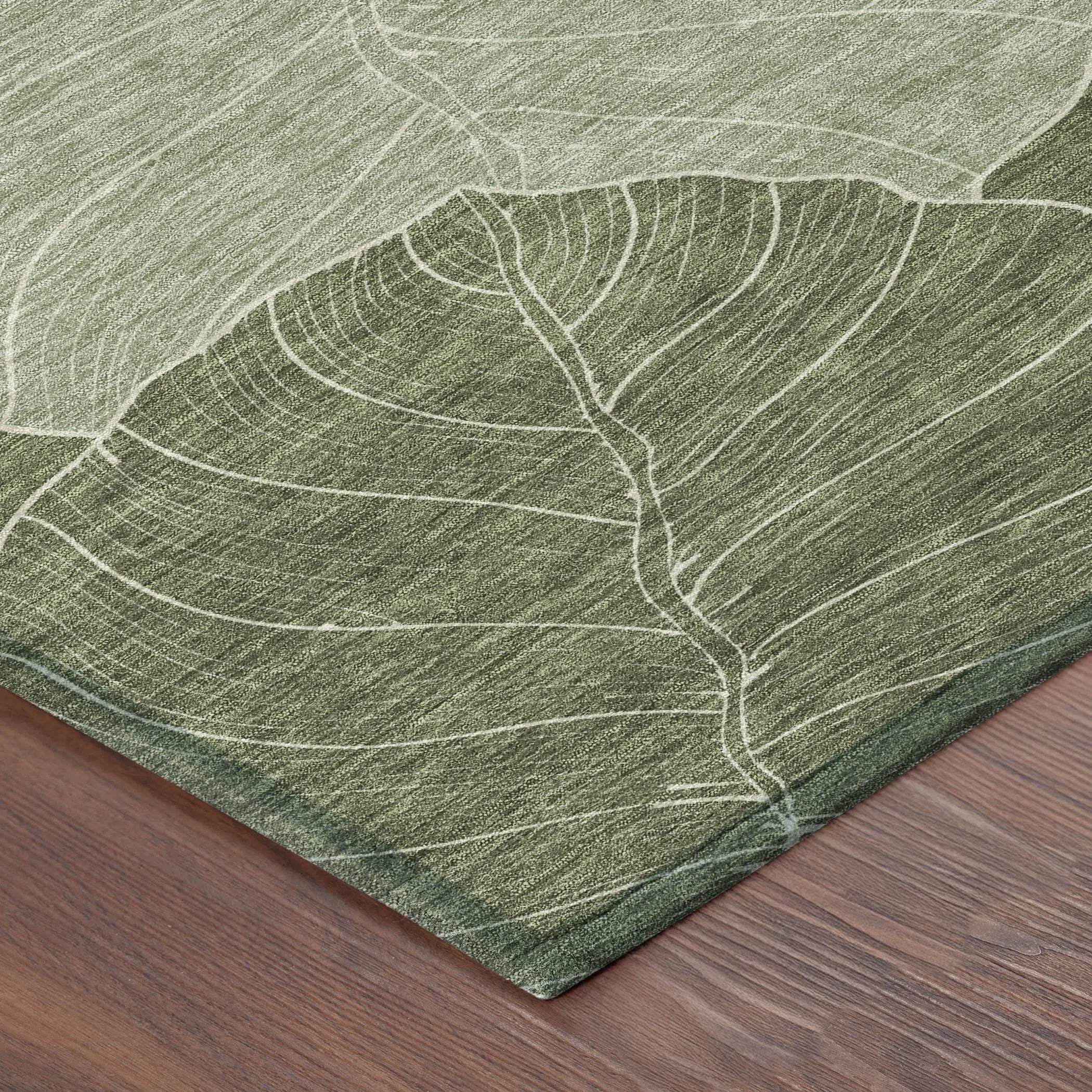 9' X 12' Olive Green And Ivory Floral Washable Indoor Outdoor Area Rug Homeroots Outdoor