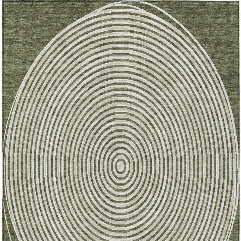 9' X 12' Olive Green And Ivory Geometric Washable Indoor Outdoor Area Rug Homeroots Outdoor