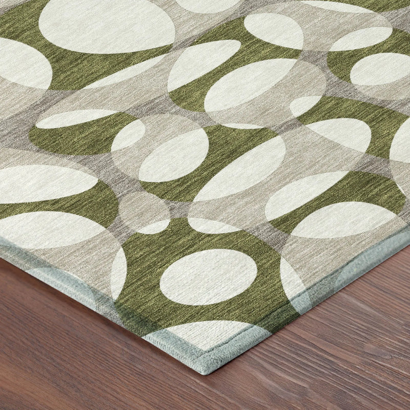 9' X 12' Olive Green And Linen Abstract Washable Indoor Outdoor Area Rug Homeroots Outdoor