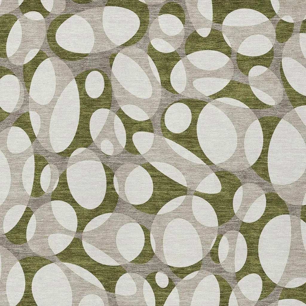 9' X 12' Olive Green And Linen Abstract Washable Indoor Outdoor Area Rug Homeroots Outdoor
