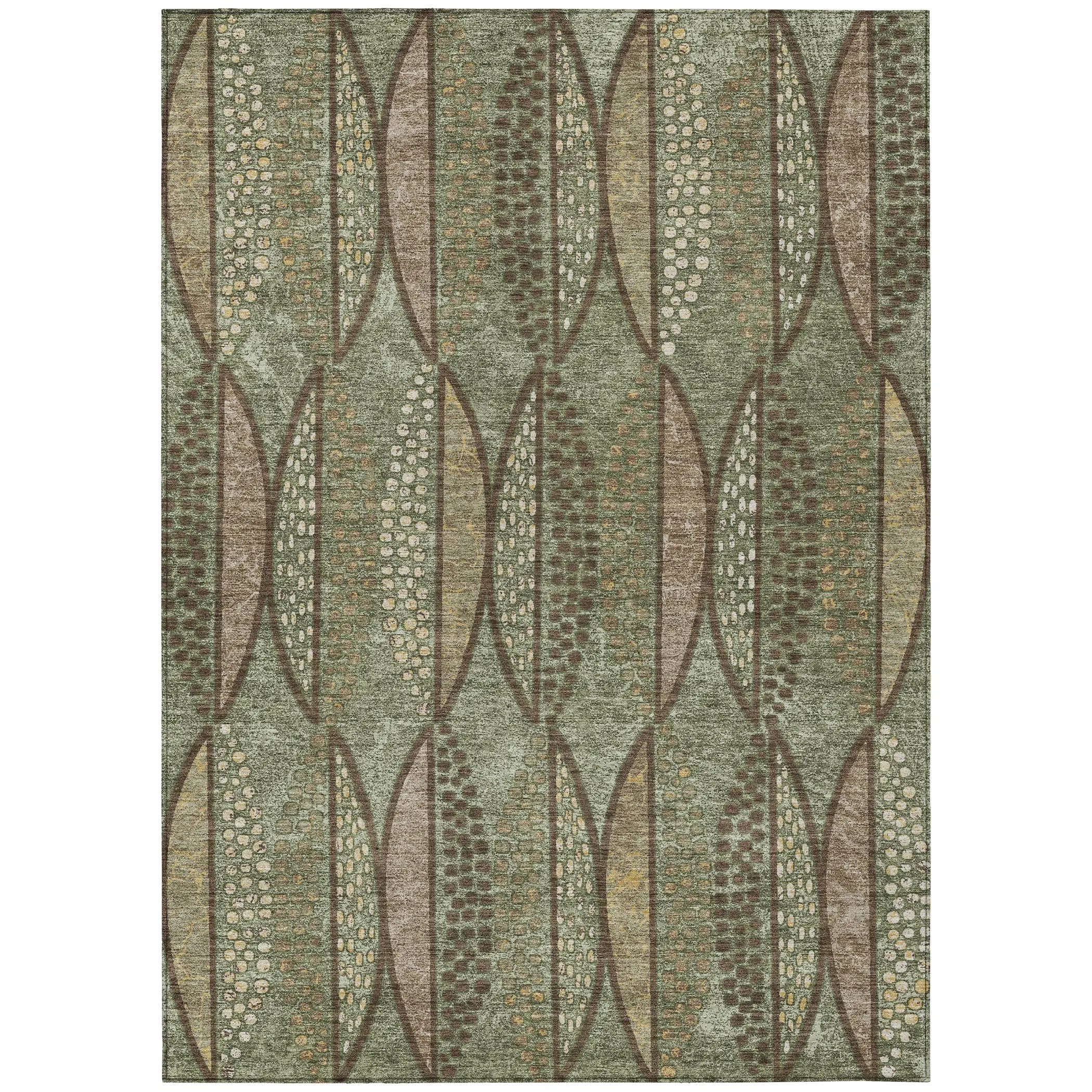 9' X 12' Olive Green And Linen Geometric Washable Indoor Outdoor Area Rug Homeroots Outdoor