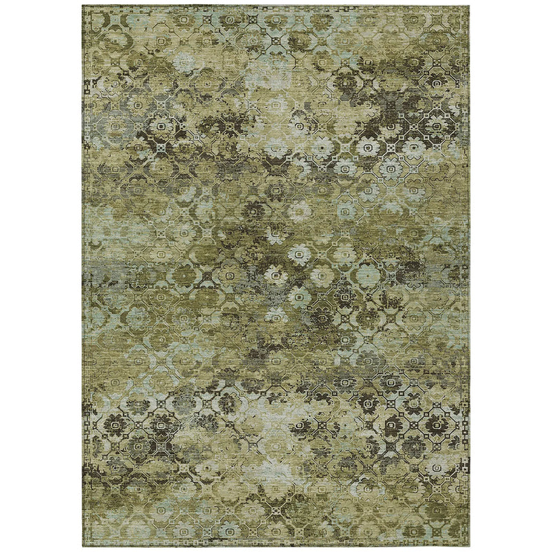 9' X 12' Olive Green And Mint Green Abstract Washable Indoor Outdoor Area Rug Homeroots Outdoor