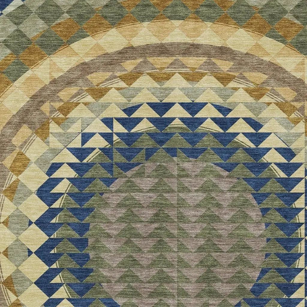 9' X 12' Olive Green And Rust Geometric Washable Indoor Outdoor Area Rug Homeroots Outdoor