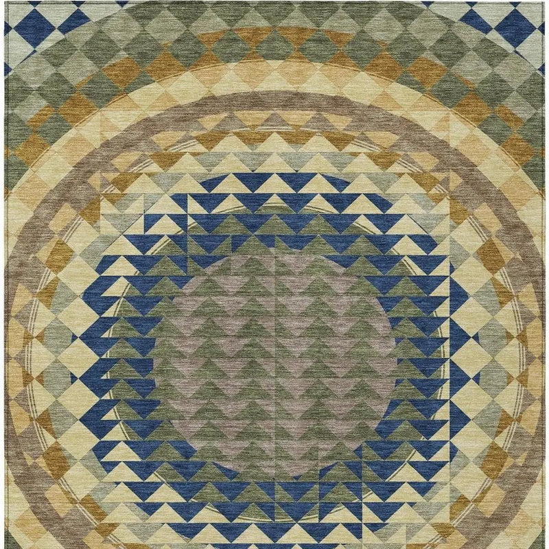9' X 12' Olive Green And Rust Geometric Washable Indoor Outdoor Area Rug Homeroots Outdoor
