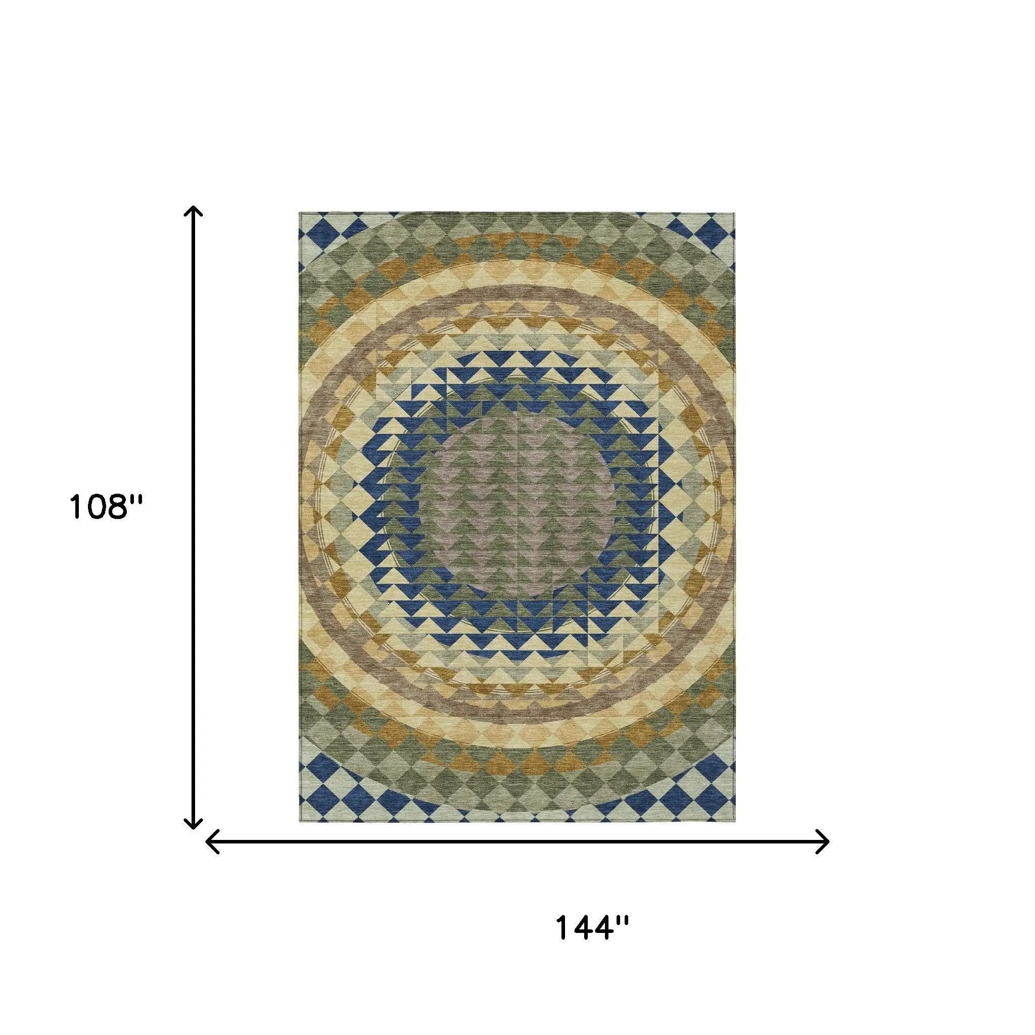9' X 12' Olive Green And Rust Geometric Washable Indoor Outdoor Area Rug Homeroots Outdoor