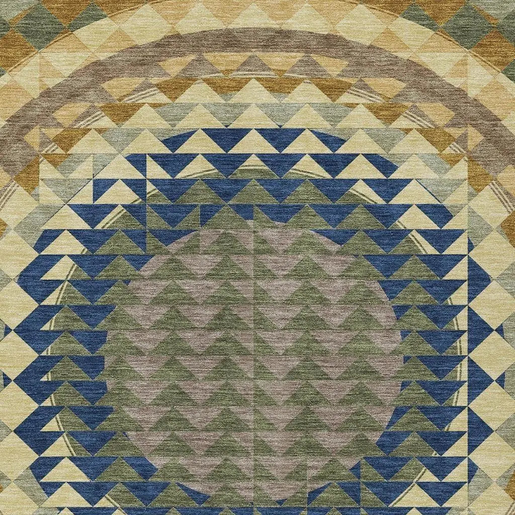 9' X 12' Olive Green And Rust Geometric Washable Indoor Outdoor Area Rug Homeroots Outdoor