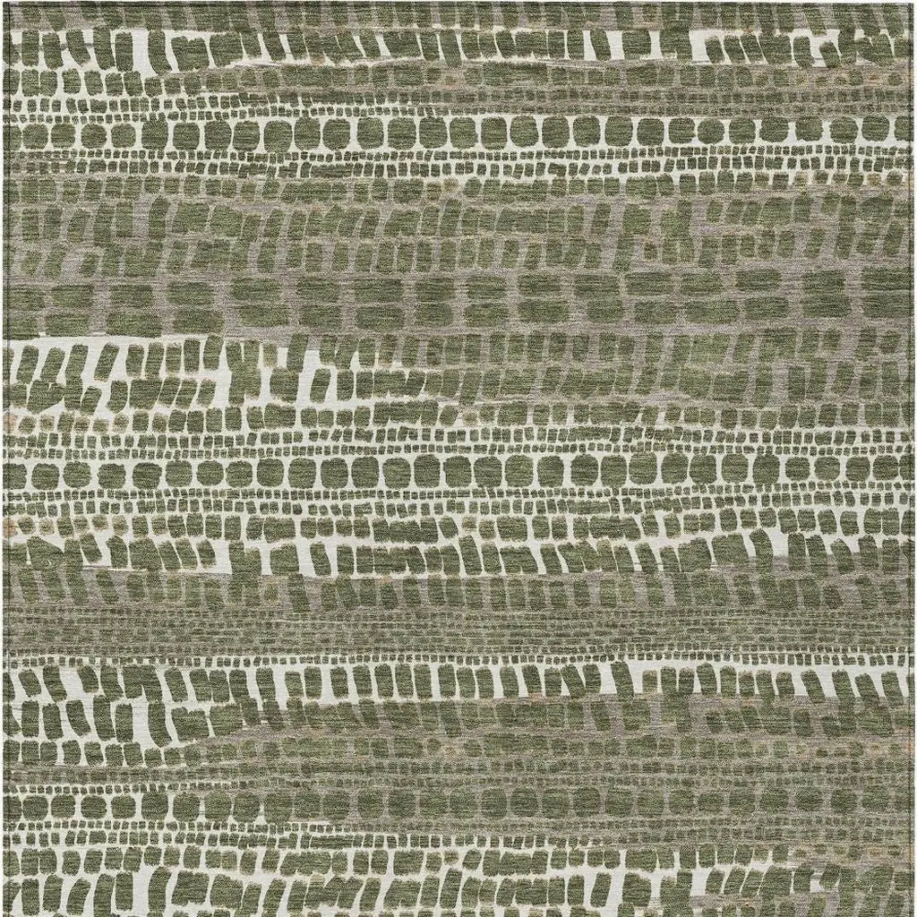 9' X 12' Olive Green And Taupe Abstract Washable Indoor Outdoor Area Rug Homeroots Outdoor