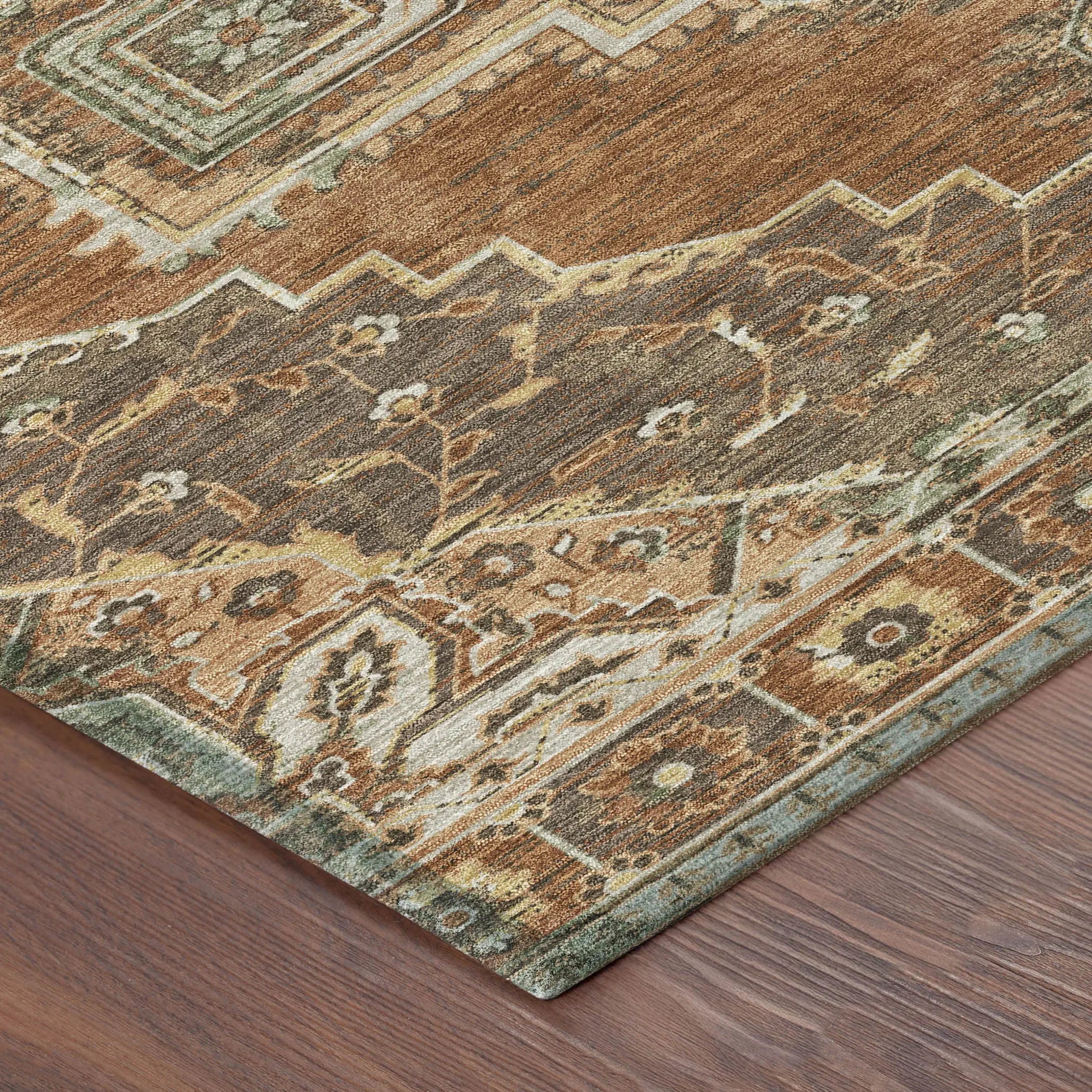9' X 12' Orange And Aqua Oriental Washable Indoor Outdoor Area Rug Homeroots Outdoor