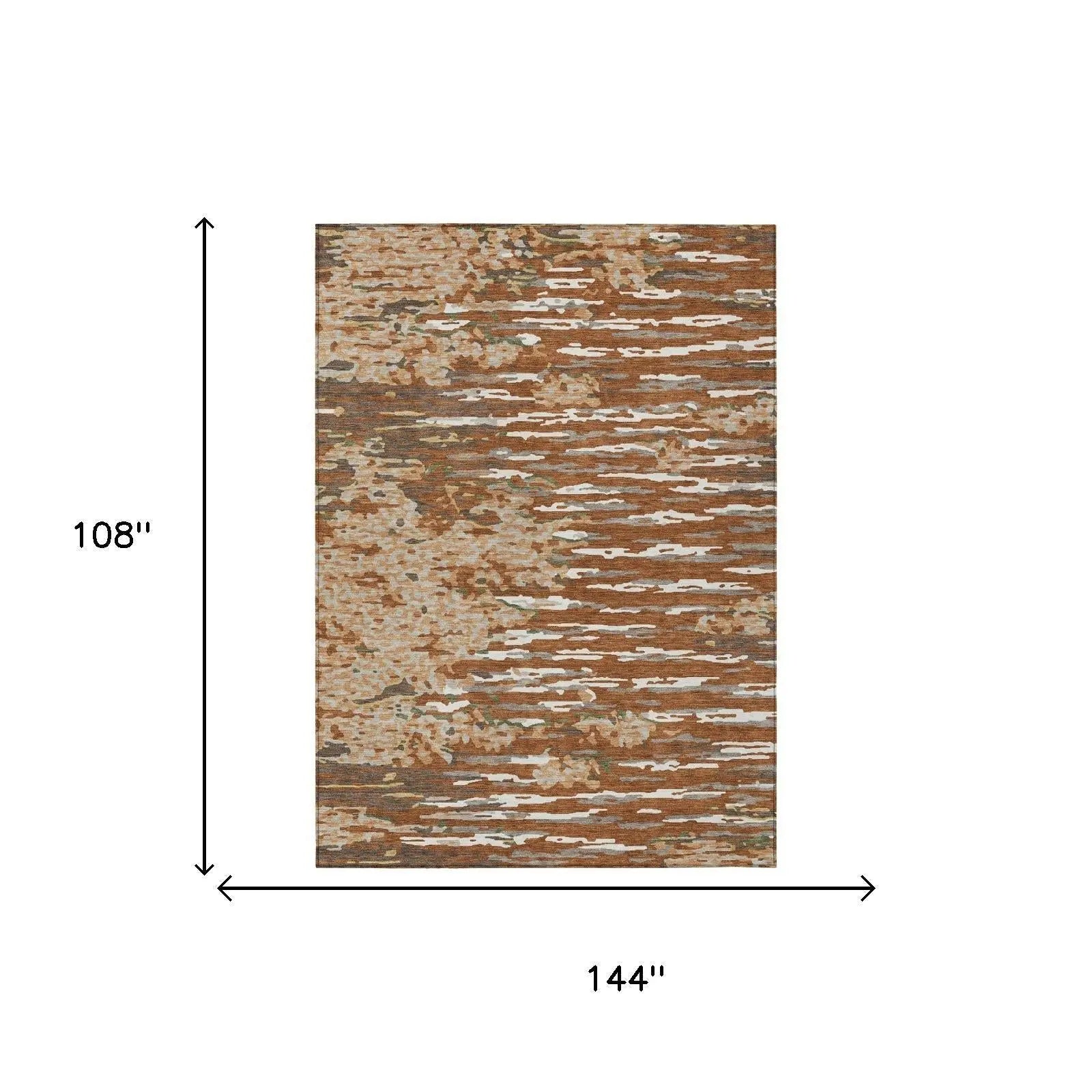 9' X 12' Orange And Beige Abstract Washable Indoor Outdoor Area Rug Homeroots Outdoor