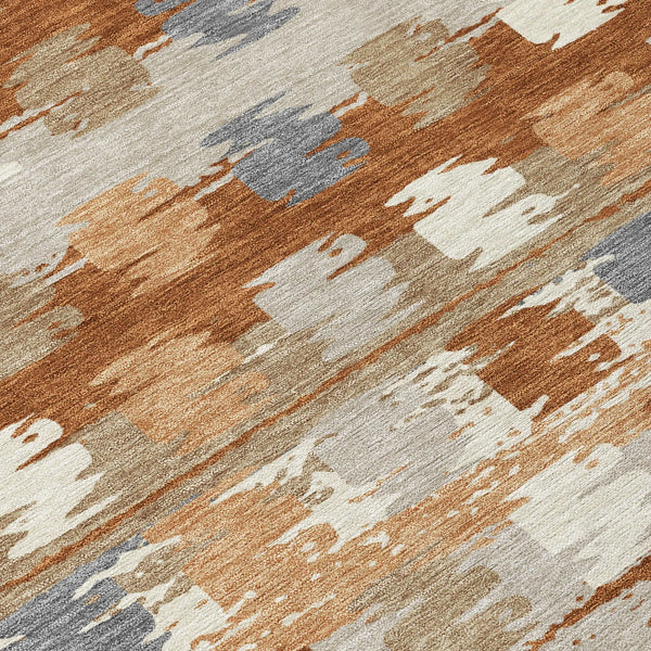 9' X 12' Orange And Beige Abstract Washable Indoor Outdoor Area Rug Homeroots Outdoor