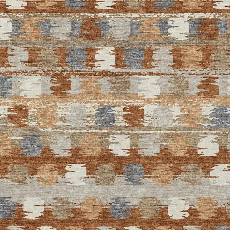 9' X 12' Orange And Beige Abstract Washable Indoor Outdoor Area Rug Homeroots Outdoor