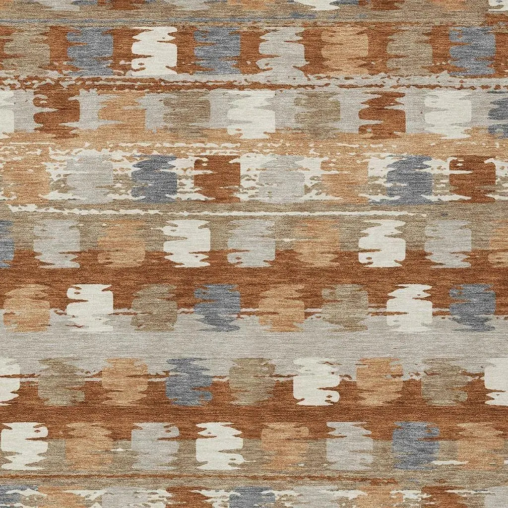 9' X 12' Orange And Beige Abstract Washable Indoor Outdoor Area Rug Homeroots Outdoor
