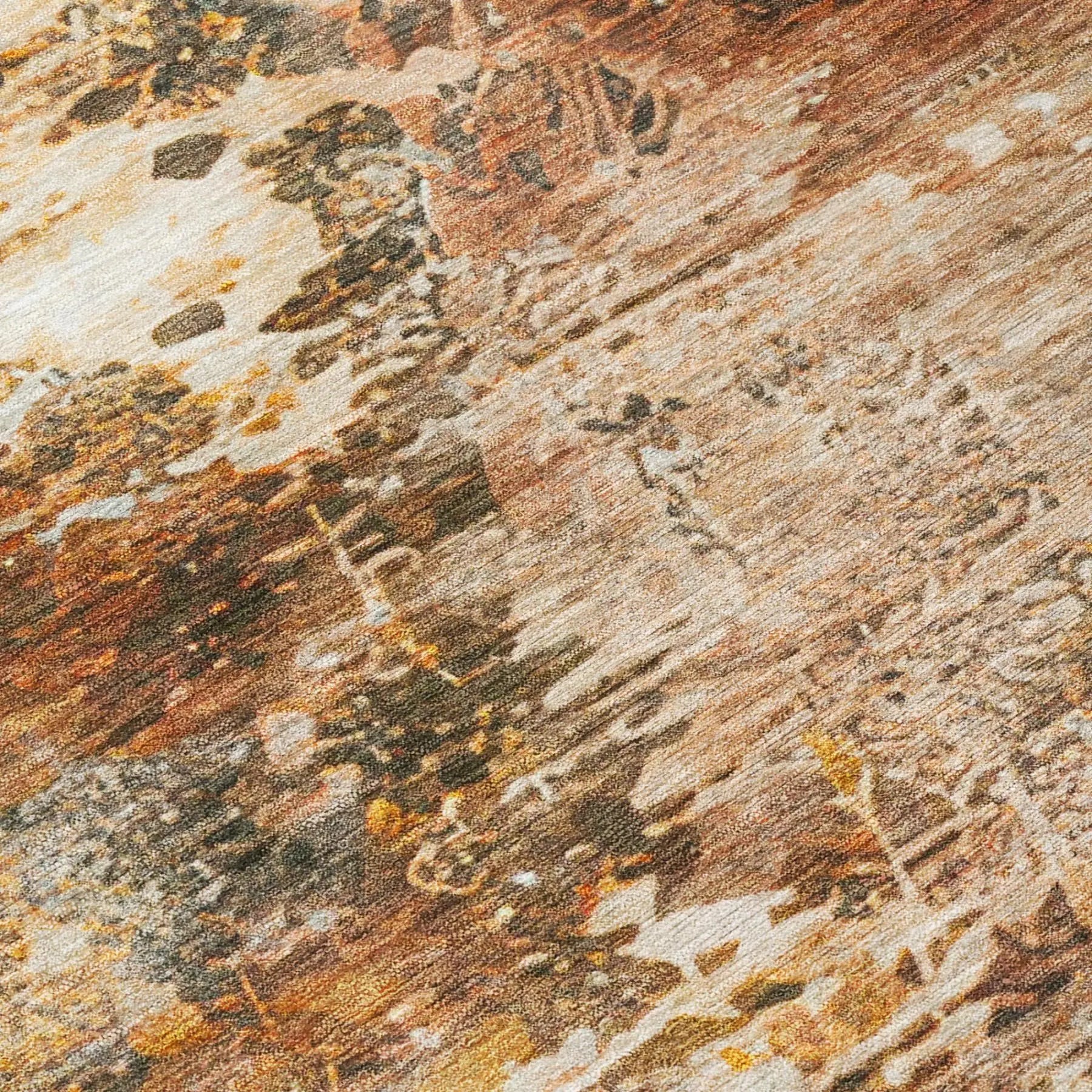 9' X 12' Orange And Beige Abstract Washable Indoor Outdoor Area Rug Homeroots Outdoor
