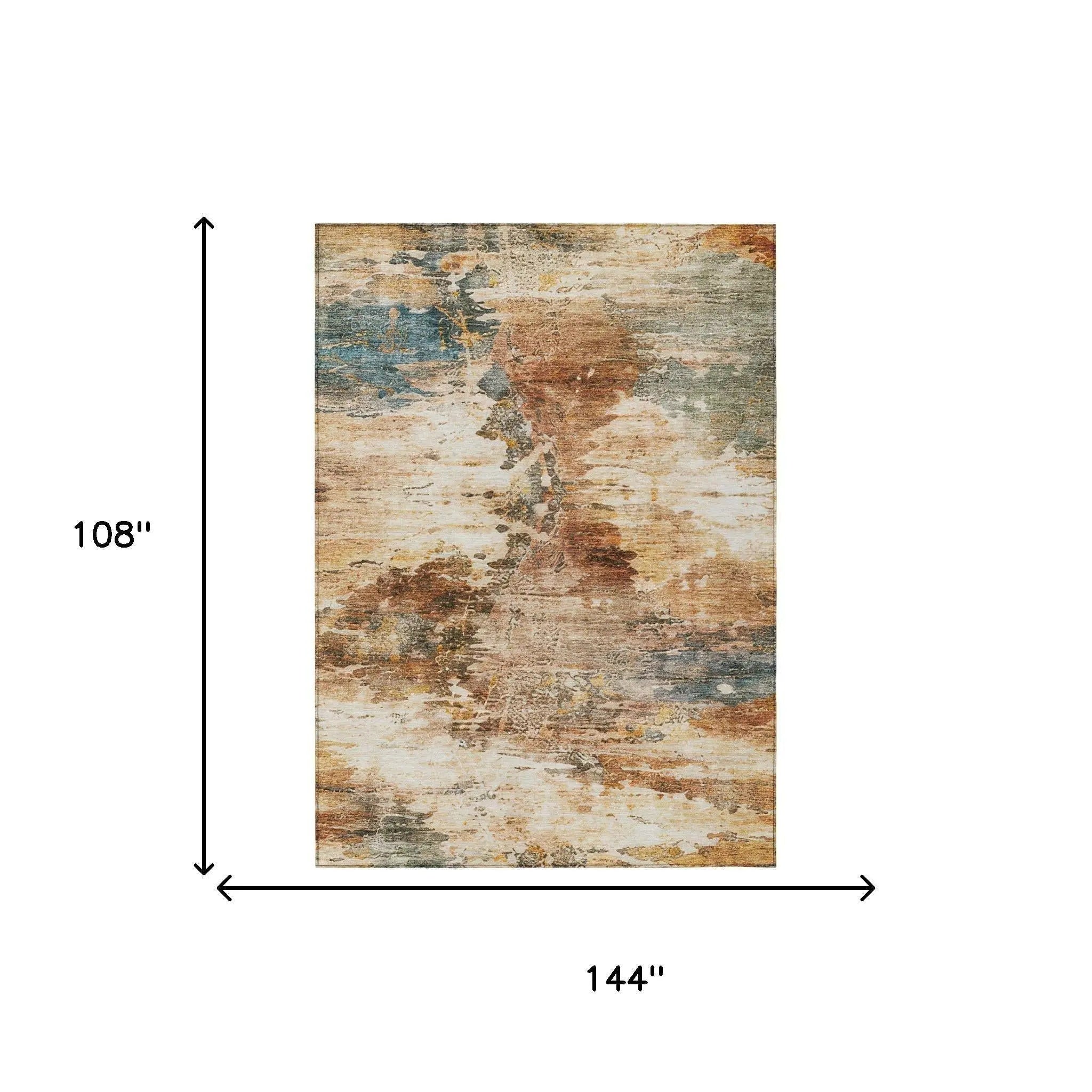 9' X 12' Orange And Beige Abstract Washable Indoor Outdoor Area Rug Homeroots Outdoor