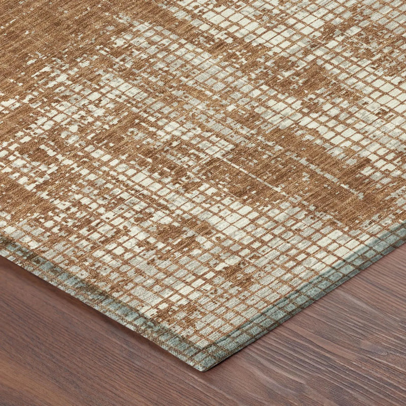 9' X 12' Orange And Beige Abstract Washable Indoor Outdoor Area Rug Homeroots Outdoor