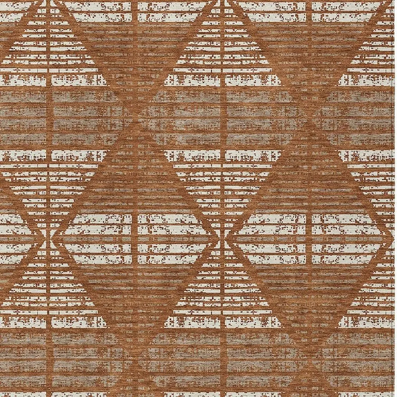 9' X 12' Orange And Beige Geometric Washable Indoor Outdoor Area Rug Homeroots Outdoor