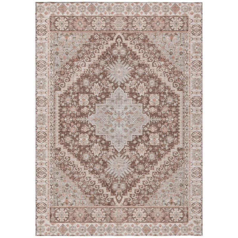 9' X 12' Orange And Beige Oriental Washable Indoor Outdoor Area Rug Homeroots Outdoor