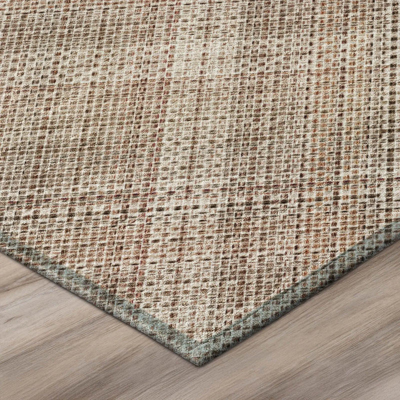 9' X 12' Orange And Beige Plaid Washable Indoor Outdoor Area Rug Homeroots Outdoor