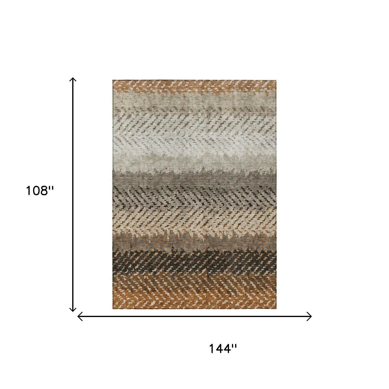 9' X 12' Orange And Beige Striped Washable Indoor Outdoor Area Rug Homeroots Outdoor