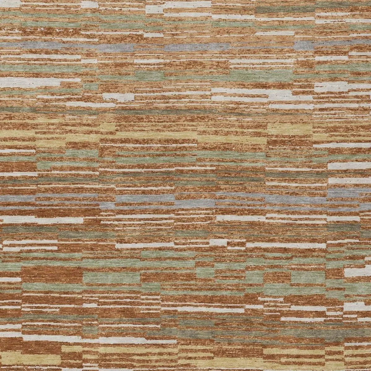 9' X 12' Orange And Beige Striped Washable Indoor Outdoor Area Rug Homeroots Outdoor