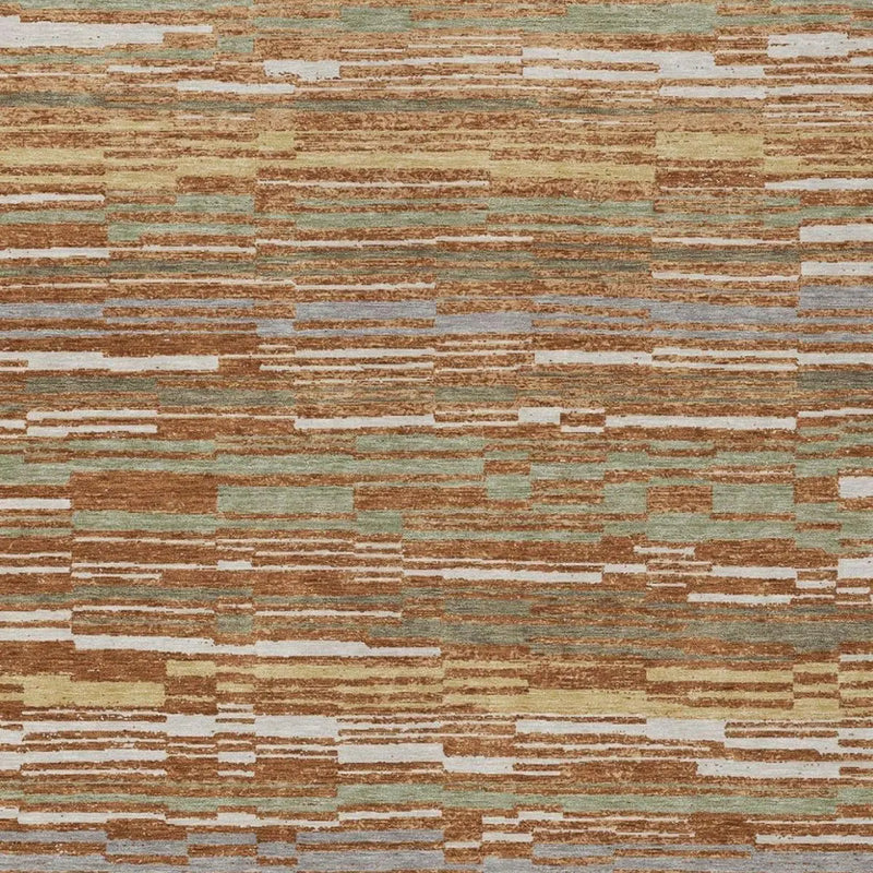9' X 12' Orange And Beige Striped Washable Indoor Outdoor Area Rug Homeroots Outdoor