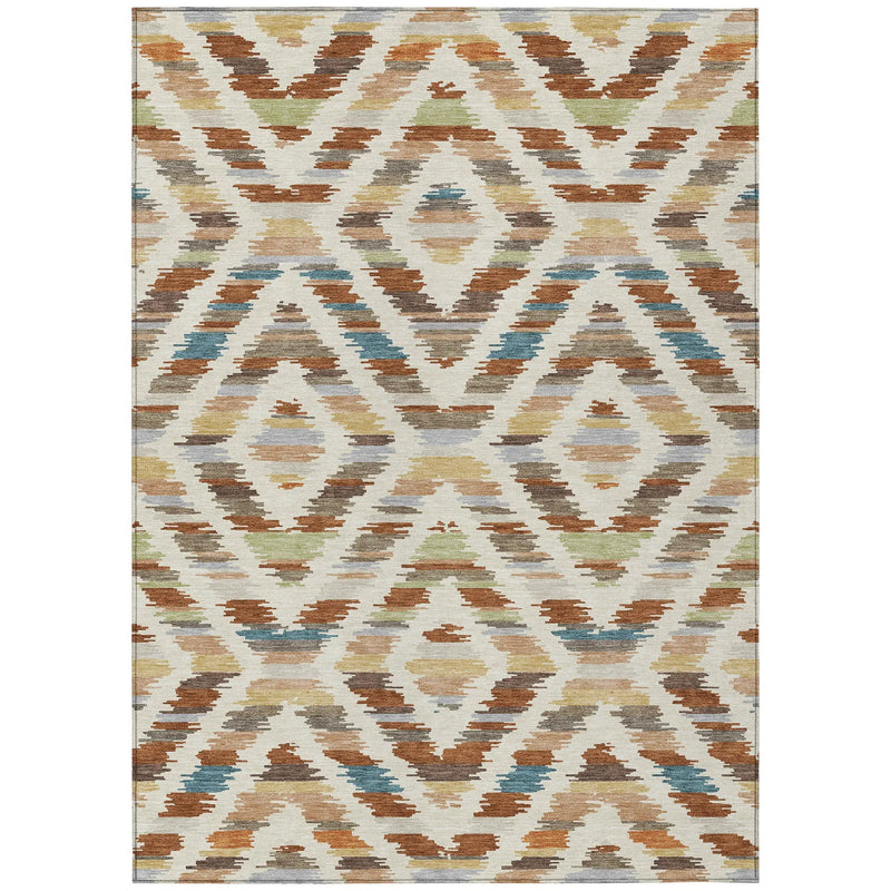 9' X 12' Orange And Beige Tribal Washable Indoor Outdoor Area Rug Homeroots Outdoor