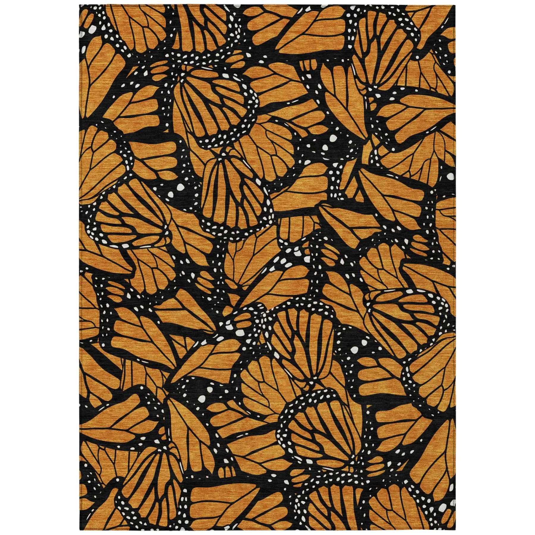 9' X 12' Orange And Black Animal Print Washable Indoor Outdoor Area Rug Homeroots Outdoor