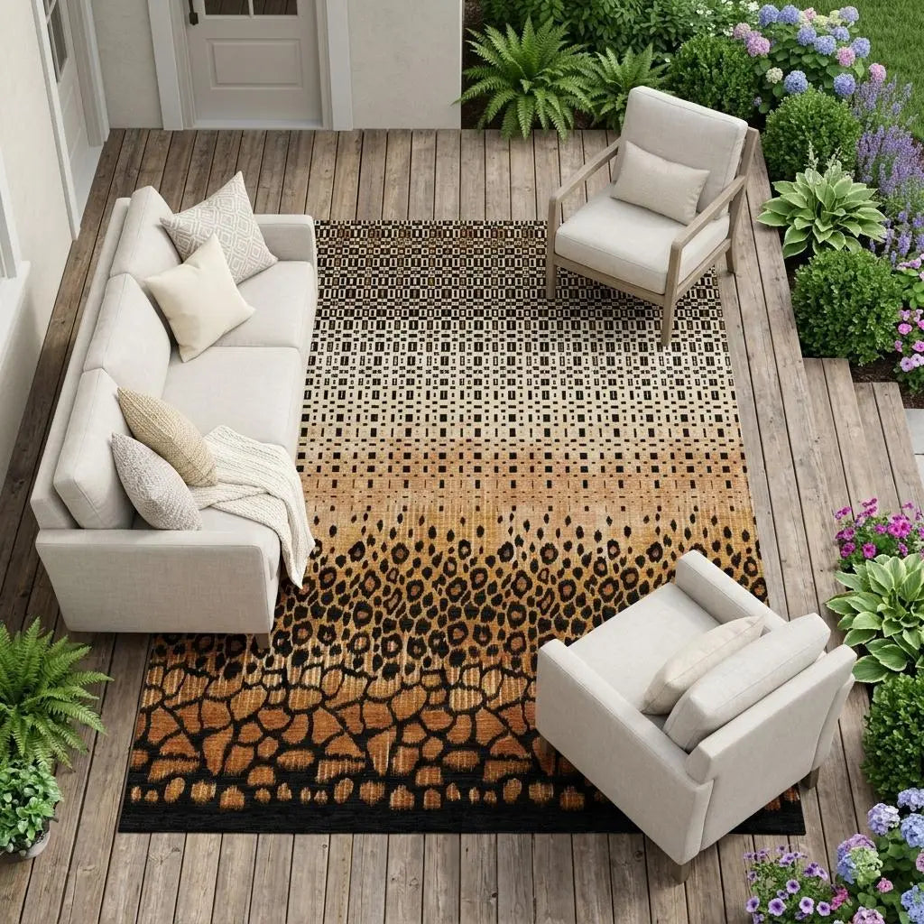 9' X 12' Orange And Black Geometric Washable Indoor Outdoor Area Rug Homeroots Outdoor