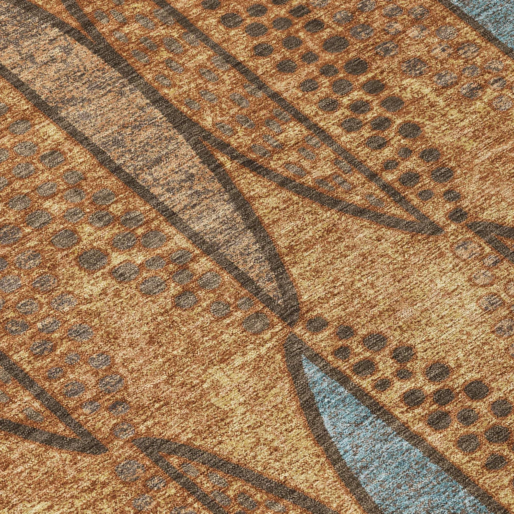 9' X 12' Orange And Blue Geometric Washable Indoor Outdoor Area Rug Homeroots Outdoor