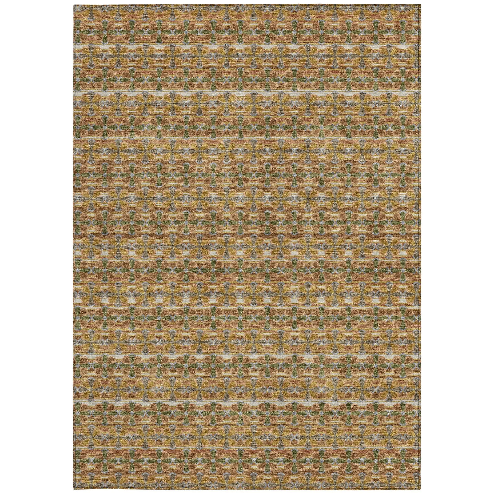 9' X 12' Orange And Blue Striped Washable Indoor Outdoor Area Rug Homeroots Outdoor