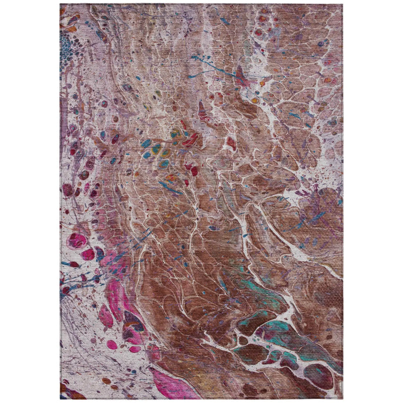 9' X 12' Orange And Blush Abstract Washable Indoor Outdoor Area Rug Homeroots Outdoor