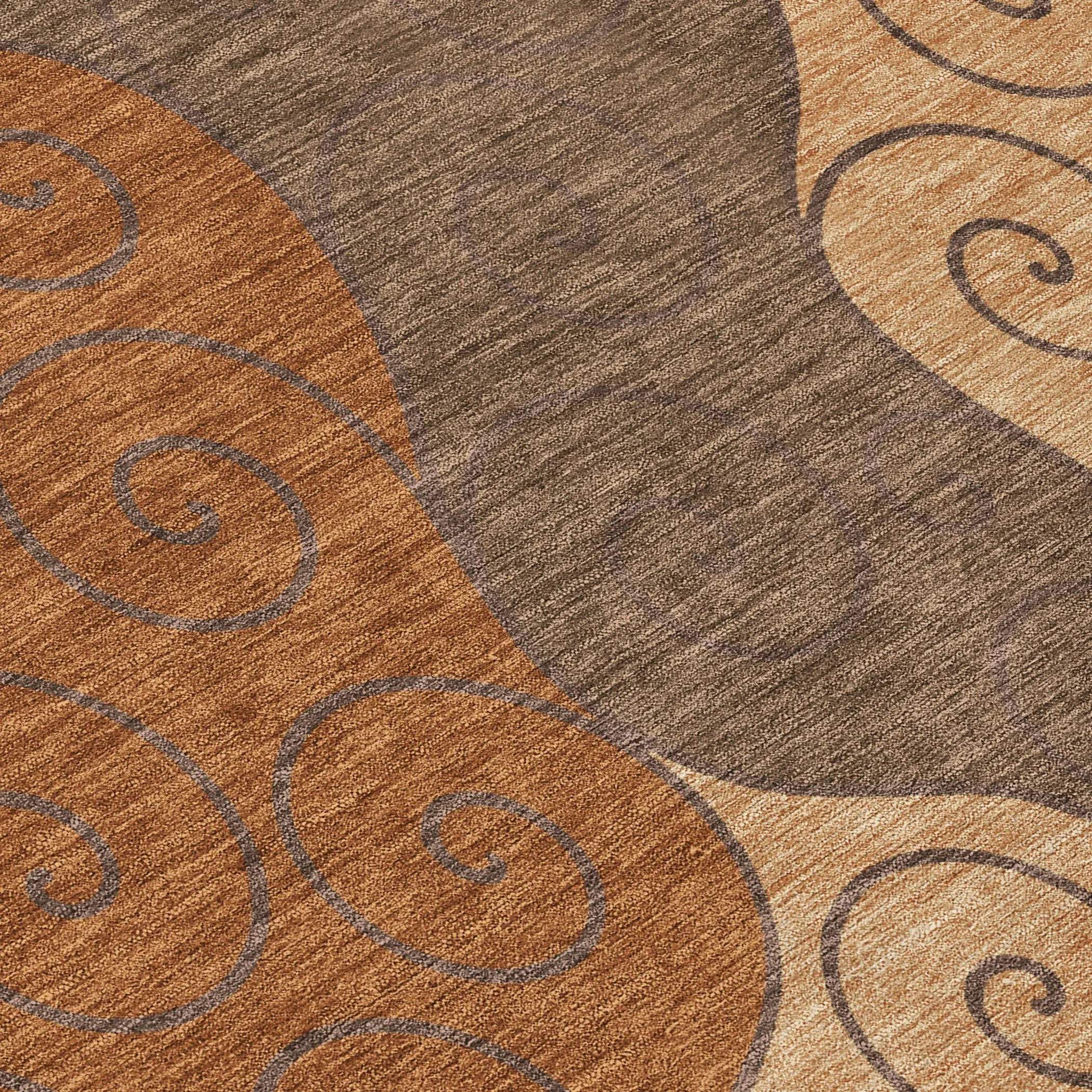 9' X 12' Orange And Brown Abstract Washable Indoor Outdoor Area Rug Homeroots Outdoor