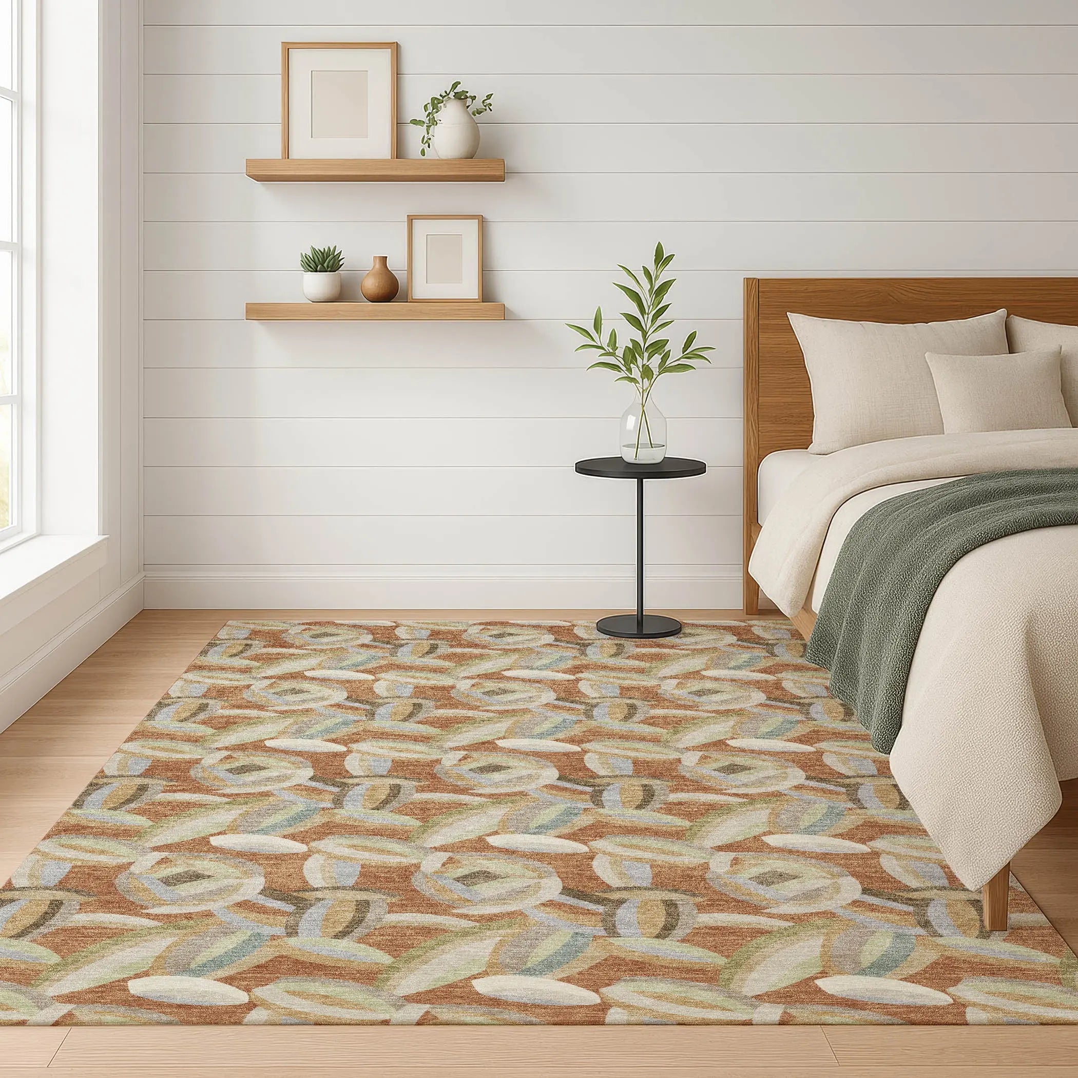 9' X 12' Orange And Brown Abstract Washable Indoor Outdoor Area Rug Homeroots Outdoor