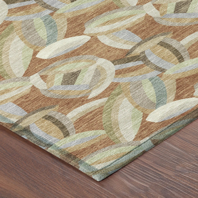 9' X 12' Orange And Brown Abstract Washable Indoor Outdoor Area Rug Homeroots Outdoor
