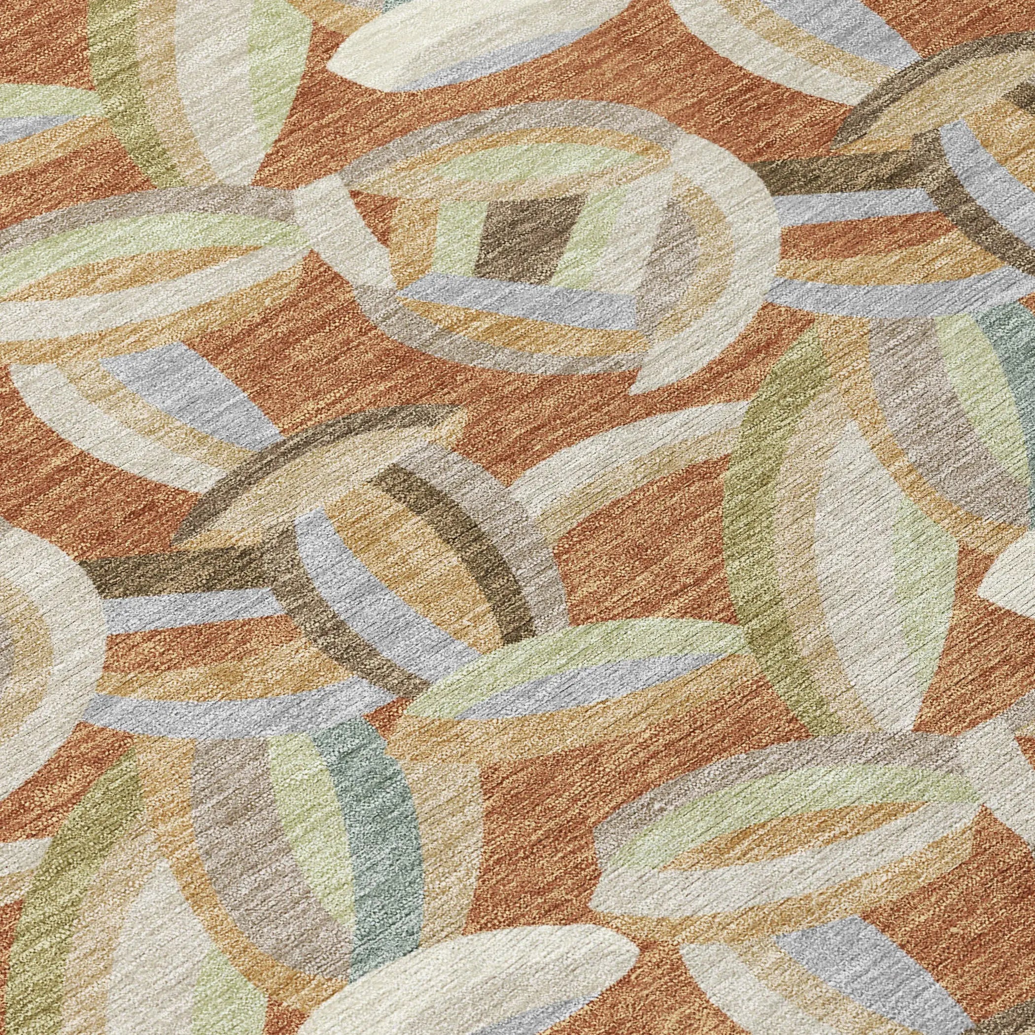 9' X 12' Orange And Brown Abstract Washable Indoor Outdoor Area Rug Homeroots Outdoor