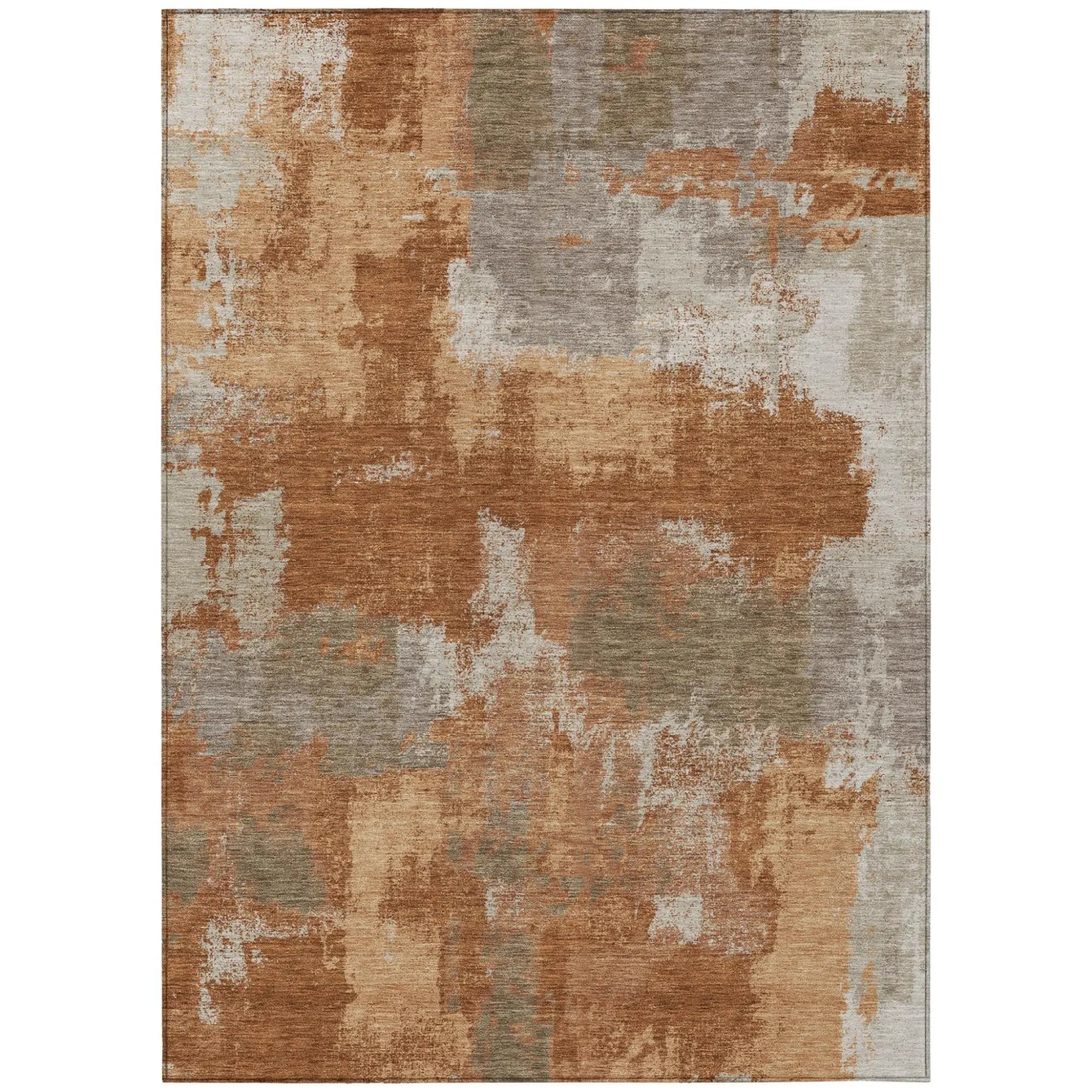 9' X 12' Orange And Brown Abstract Washable Indoor Outdoor Area Rug Homeroots Outdoor