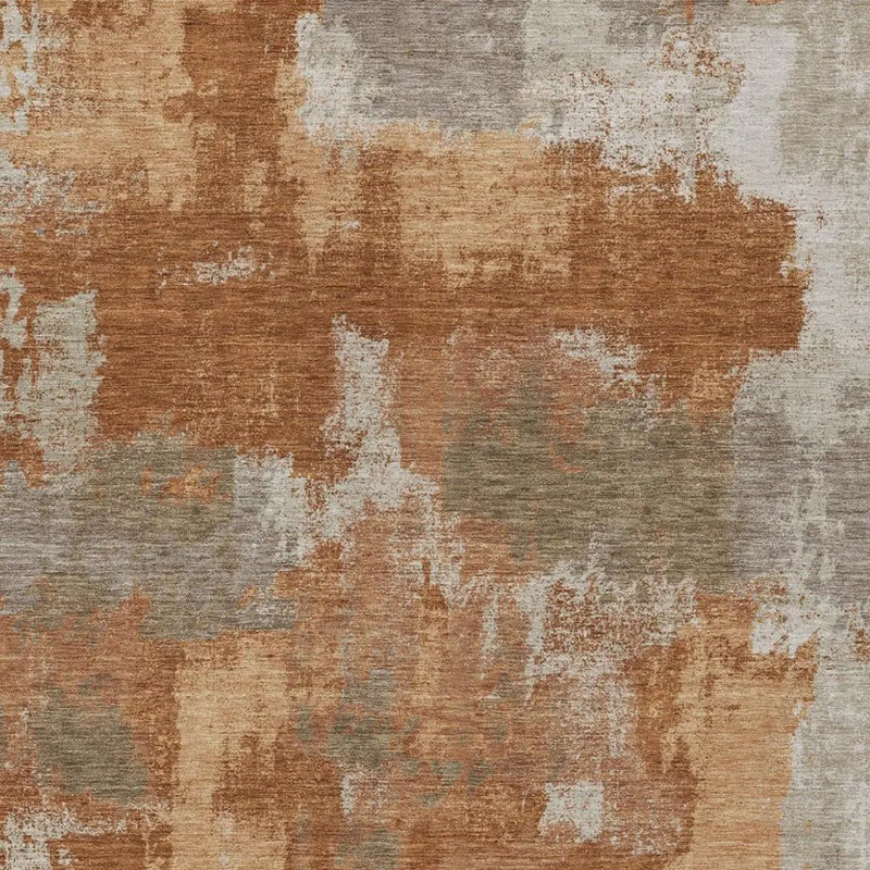 9' X 12' Orange And Brown Abstract Washable Indoor Outdoor Area Rug Homeroots Outdoor