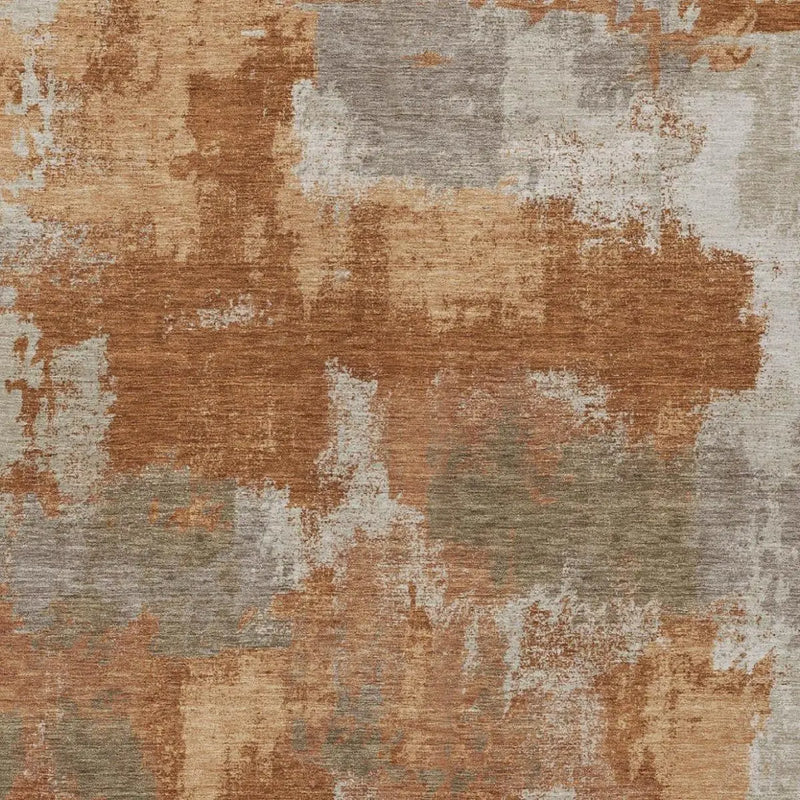9' X 12' Orange And Brown Abstract Washable Indoor Outdoor Area Rug Homeroots Outdoor