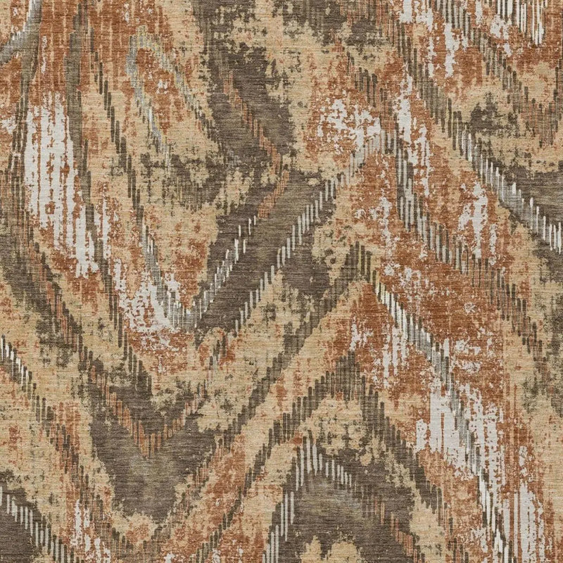 9' X 12' Orange And Brown Abstract Washable Indoor Outdoor Area Rug Homeroots Outdoor