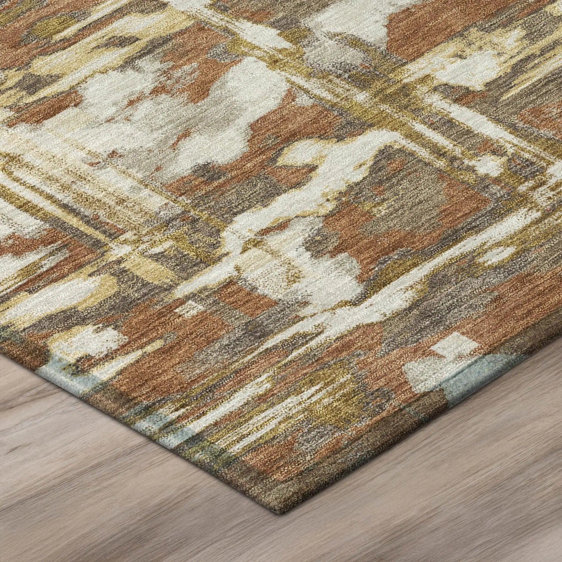 9' X 12' Orange And Brown Abstract Washable Indoor Outdoor Area Rug Homeroots Outdoor