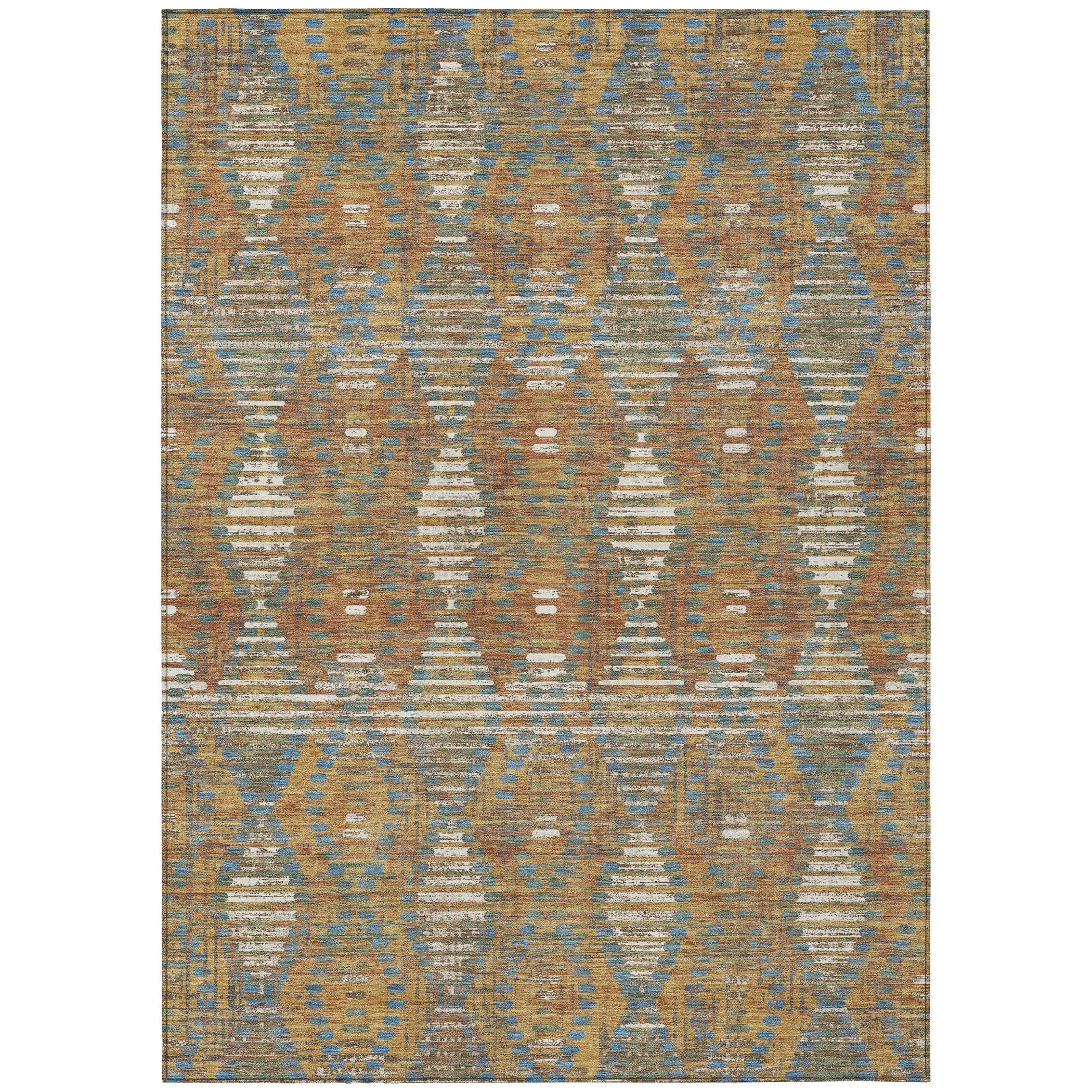9' X 12' Orange And Brown Floral Medallion Washable Indoor Outdoor Area Rug Homeroots Outdoor