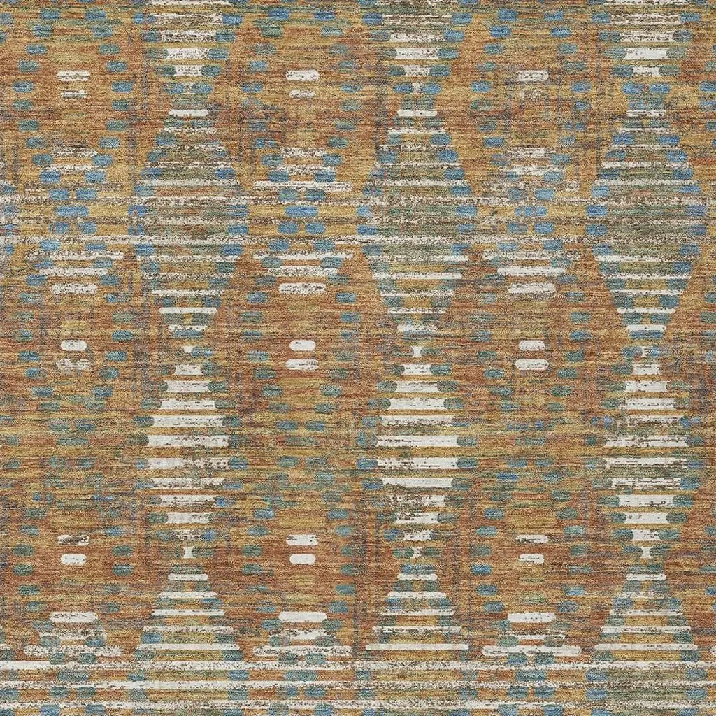 9' X 12' Orange And Brown Floral Medallion Washable Indoor Outdoor Area Rug Homeroots Outdoor