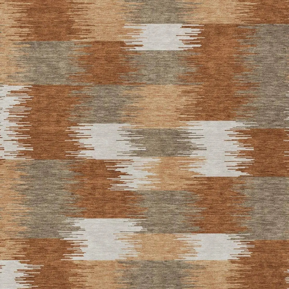 9' X 12' Orange And Brown Geometric Washable Indoor Outdoor Area Rug Homeroots Outdoor